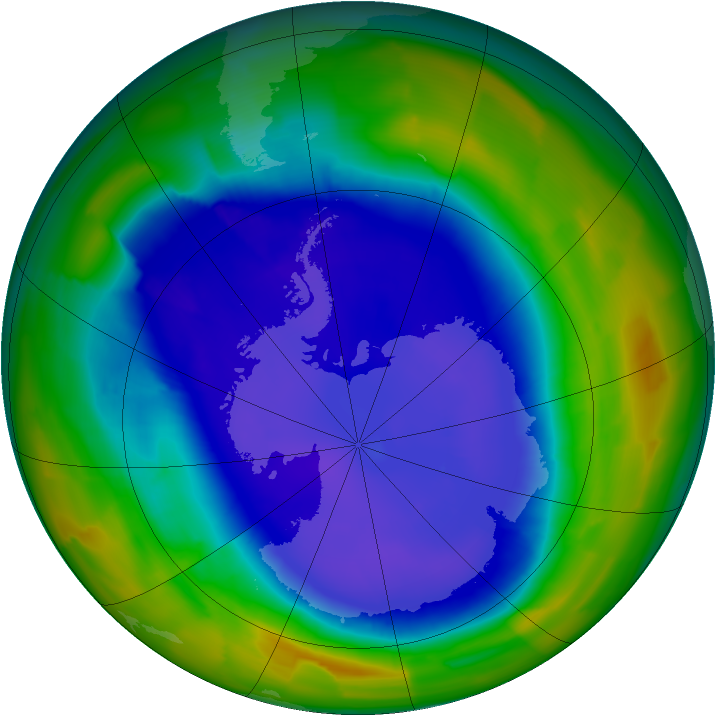 Antarctic ozone map for 14 September 2011
